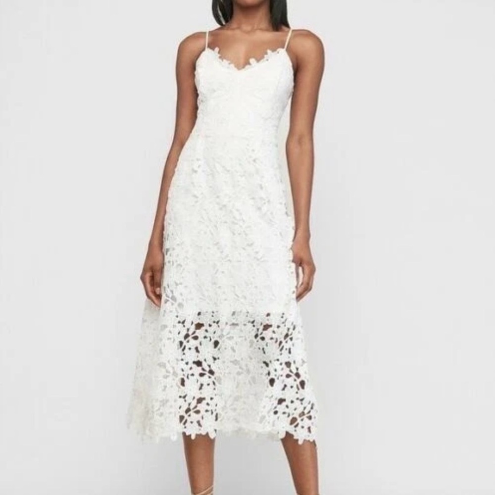 Express White Floral Lace Dress
